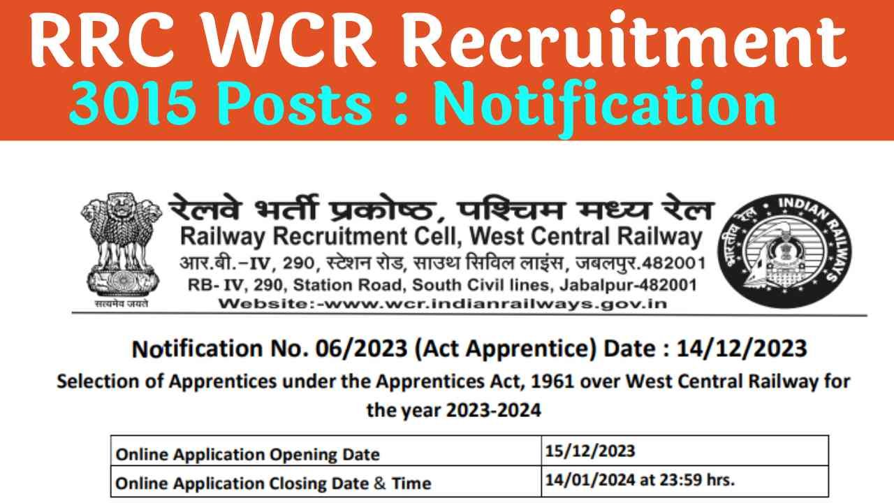 West Central Railway Apprentice Recruitment 2023-24